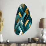 Teal Modern Geometric Tiles - Asymmetric Metal Wall Art