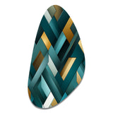 Teal Modern Geometric Tiles - Asymmetric Metal Wall Art