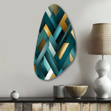 Teal Modern Geometric Tiles - Asymmetric Metal Wall Art