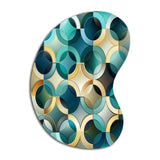 Teal And Golden Modern Geometric Tiles - Asymmetric Metal Wall Art