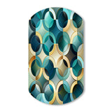 Teal And Golden Modern Geometric Tiles - Asymmetric Metal Wall Art