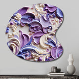 Purple Lavender Persian Paisleys - Asymmetric Metal Wall Art