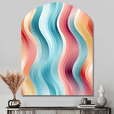 Multicolor Soft Color Wave Striped - Asymmetric Metal Wall Art