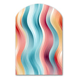 Multicolor Soft Color Wave Striped - Asymmetric Metal Wall Art