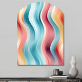 Multicolor Soft Color Wave Striped - Asymmetric Metal Wall Art