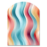 Multicolor Soft Color Wave Striped - Asymmetric Metal Wall Art