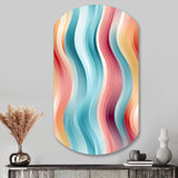 Multicolor Soft Color Wave Striped - Asymmetric Metal Wall Art