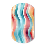 Multicolor Soft Color Wave Striped - Asymmetric Metal Wall Art