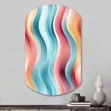 Multicolor Soft Color Wave Striped - Asymmetric Metal Wall Art