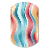 Multicolor Soft Color Wave Striped - Asymmetric Metal Wall Art