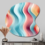 Multicolor Soft Color Wave Striped - Asymmetric Metal Wall Art