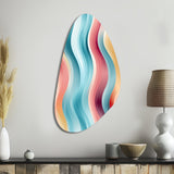 Multicolor Soft Color Wave Striped - Asymmetric Metal Wall Art