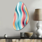 Multicolor Soft Color Wave Striped - Asymmetric Metal Wall Art