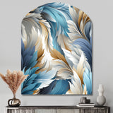 White And Teal Marble Flowers Serenity - Asymmetric Metal Wall Art