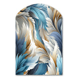 White And Teal Marble Flowers Serenity - Asymmetric Metal Wall Art