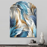 White And Teal Marble Flowers Serenity - Asymmetric Metal Wall Art