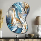 White And Teal Marble Flowers Serenity - Asymmetric Metal Wall Art