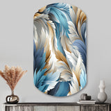 White And Teal Marble Flowers Serenity - Asymmetric Metal Wall Art