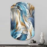 White And Teal Marble Flowers Serenity - Asymmetric Metal Wall Art