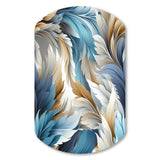 White And Teal Marble Flowers Serenity - Asymmetric Metal Wall Art