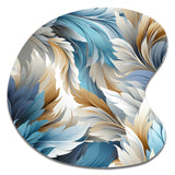 White And Teal Marble Flowers Serenity - Asymmetric Metal Wall Art