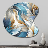 White And Teal Marble Flowers Serenity - Asymmetric Metal Wall Art