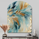 Gold And Blue Frosty Drift Experienc - Asymmetric Metal Wall Art