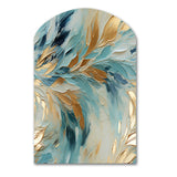 Gold And Blue Frosty Drift Experienc - Asymmetric Metal Wall Art