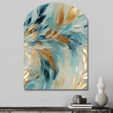 Gold And Blue Frosty Drift Experienc - Asymmetric Metal Wall Art