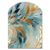 Gold And Blue Frosty Drift Experienc - Asymmetric Metal Wall Art