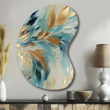 Gold And Blue Frosty Drift Experienc - Asymmetric Metal Wall Art