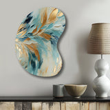 Gold And Blue Frosty Drift Experienc - Asymmetric Metal Wall Art