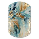 Gold And Blue Frosty Drift Experienc - Asymmetric Metal Wall Art