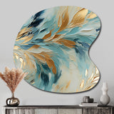 Gold And Blue Frosty Drift Experienc - Asymmetric Metal Wall Art