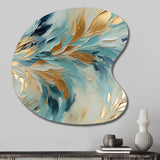 Gold And Blue Frosty Drift Experienc - Asymmetric Metal Wall Art