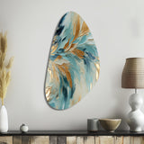 Gold And Blue Frosty Drift Experienc - Asymmetric Metal Wall Art