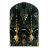 Gold And Green Art Deco Opulence - Asymmetric Metal Wall Art