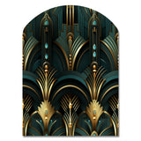 Gold And Green Art Deco Opulence - Asymmetric Metal Wall Art