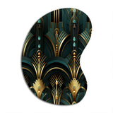 Gold And Green Art Deco Opulence - Asymmetric Metal Wall Art