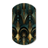 Gold And Green Art Deco Opulence - Asymmetric Metal Wall Art