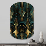 Gold And Green Art Deco Opulence - Asymmetric Metal Wall Art