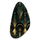 Gold And Green Art Deco Opulence - Asymmetric Metal Wall Art