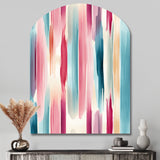 Blue And Pink Artist Strokes Line Pattern Bliss - Asymmetric Metal Wall Art