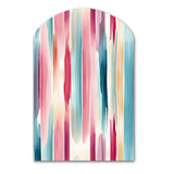 Blue And Pink Artist Strokes Line Pattern Bliss - Asymmetric Metal Wall Art