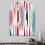 Blue And Pink Artist Strokes Line Pattern Bliss - Asymmetric Metal Wall Art