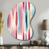 Blue And Pink Artist Strokes Line Pattern Bliss - Asymmetric Metal Wall Art