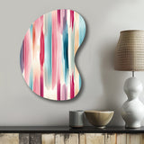 Blue And Pink Artist Strokes Line Pattern Bliss - Asymmetric Metal Wall Art