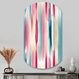 Blue And Pink Artist Strokes Line Pattern Bliss - Asymmetric Metal Wall Art