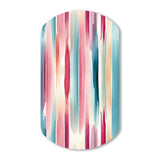 Blue And Pink Artist Strokes Line Pattern Bliss - Asymmetric Metal Wall Art