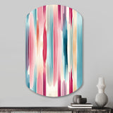 Blue And Pink Artist Strokes Line Pattern Bliss - Asymmetric Metal Wall Art